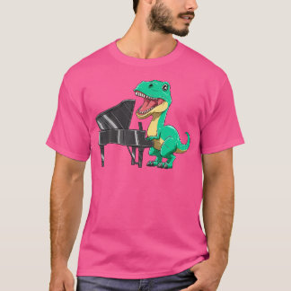 Camiseta Dinossauro Jogando Piano Engraçado Dinossauro Pian