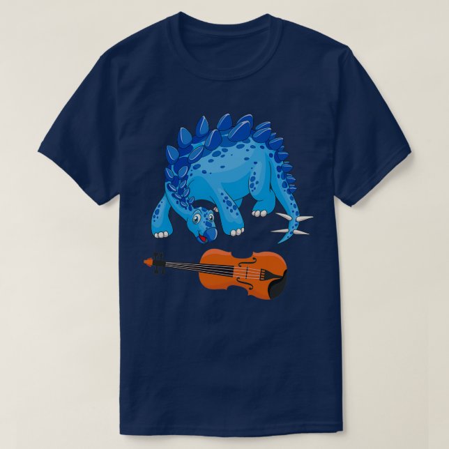 Camiseta Dinossauro Jogando Violina Engraçado Bom Dinossaur (Frente do Design)