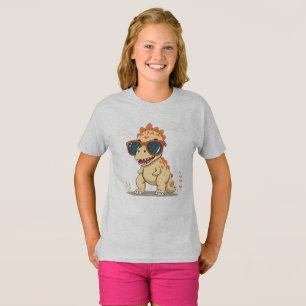 Camiseta Dinossauro Legal com Óculos de Sol Engraçado Fofo