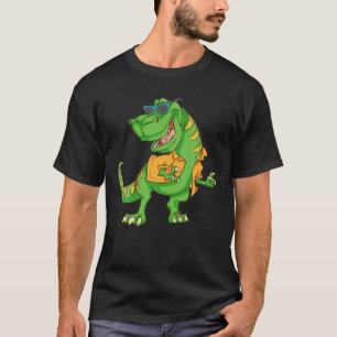 Camiseta Dinossauro legal Havaiano Férias de Verão de Pra