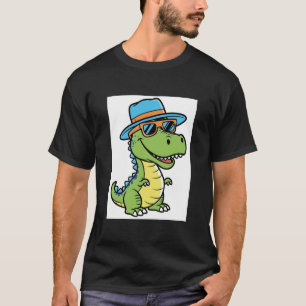Camiseta Dinossauro legal sorridente com óculos de sol e Ha