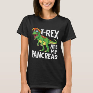 Camiseta Dinossauro legal Trex Comeu Meu Pancreino Diabetes
