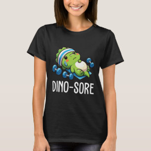 Camiseta Dinossauro Levantando Peso no Ginásio Engraçado Tr