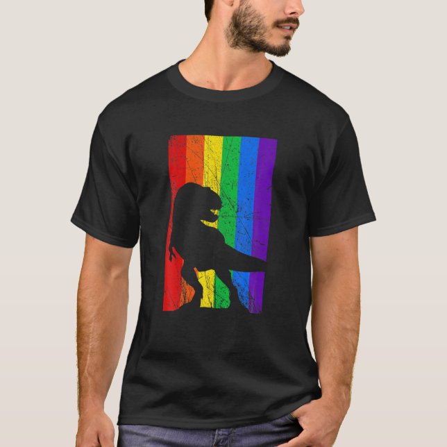 Camiseta Dinossauro LGBRex do Orgulho Lésbico Gay (Frente)