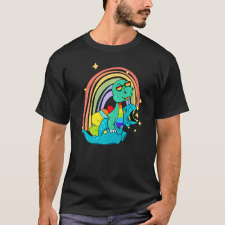 Camiseta Dinossauro LGBTQ Rex Vestindo Costume Dino