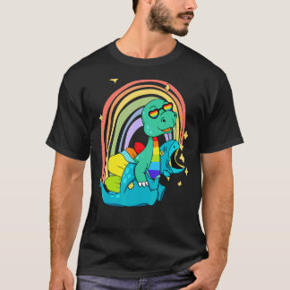 Camiseta Dinossauro LGBTQ T Rex Vestindo Costume Dino