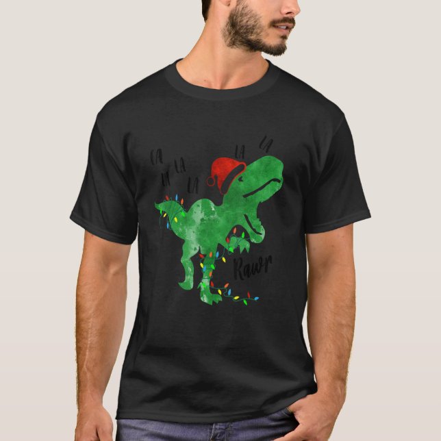 Camiseta Dinossauro Luzes Fa Ra Ra Rawr Natais Rex Boys (Frente)