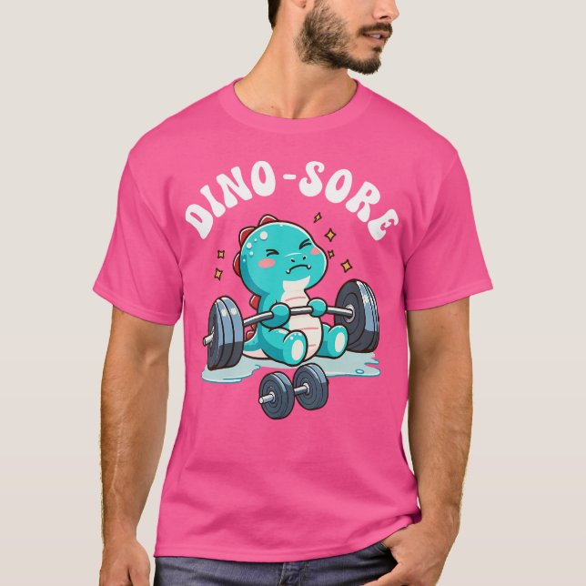 Camiseta Dinossauro Malhação Elevação de Gym Pesos Cortados (Frente)
