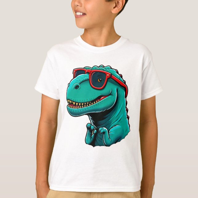 Camiseta Dinossauro Na moda com Óculos (Frente)