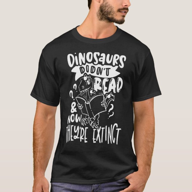 Camiseta Dinossauro não leu agora que está fora de leitura (Frente)