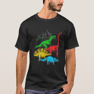 Camiseta Dinossauro Nas Cores Do Orgulho LGBT Do Arco-Íris