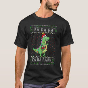 Camiseta Dinossauro natal claro Fa Ra Rawr UGLY Rex Boys