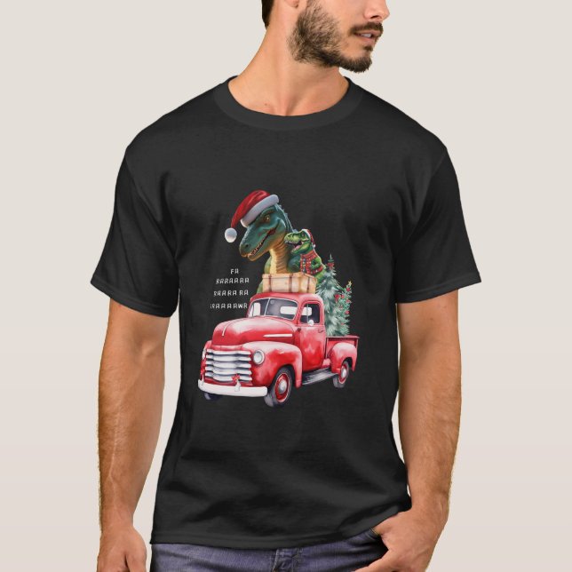 Camiseta Dinossauro Natal Fa Ra Ra Rawr Crianças Xmas (Frente)