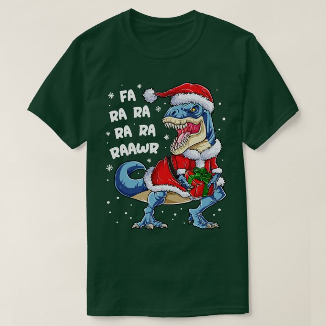 Camiseta Dinossauro Natal Fa Ra Ra Rawr T rex Papais noeis  (Frente do Design)
