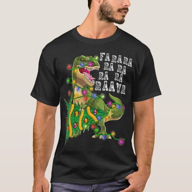 Camiseta Dinossauro Natal Fa Ra Rawr Tree Rex Boys Xmas G (Frente)