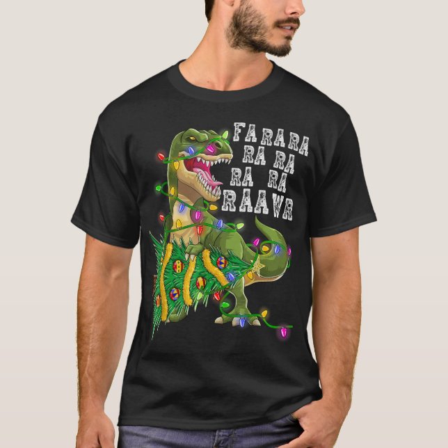 Camiseta Dinossauro Natal Fa Ra Rawr Tree Rex Boys Xmas G (Frente)
