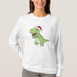 Camiseta Dinossauro Natal Neve Inverno T-Rex Dino