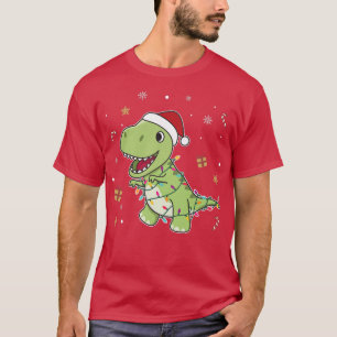 Camiseta Dinossauro Natal Santa Clauses Luzes Fadas TRe