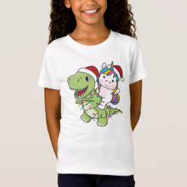Camiseta Dinossauro Natal Unicórnio Winter T-Rex Dino