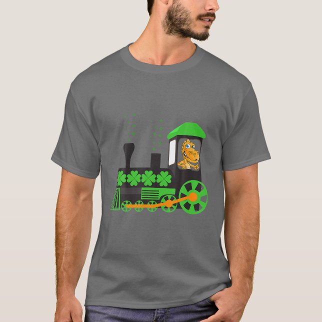 Camiseta Dinossauro No Comboio De Dia de São Patrício Irlan (Frente)