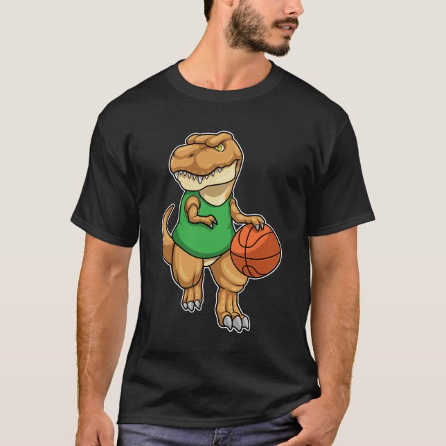 Camiseta Dinossauro no Esporte com Basquete (Frente)