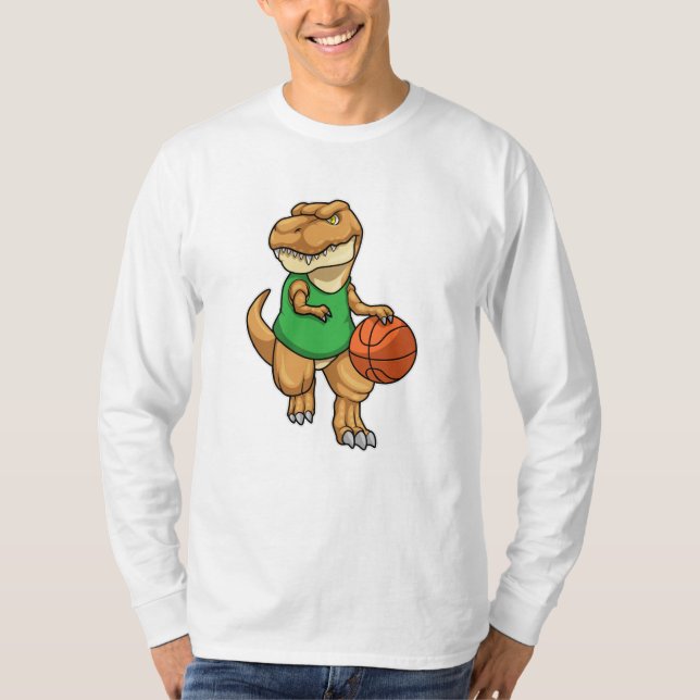 Camiseta Dinossauro no Esporte com Basquete (Frente)