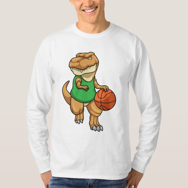 Camiseta Dinossauro no Esporte com Basquete (Frente)