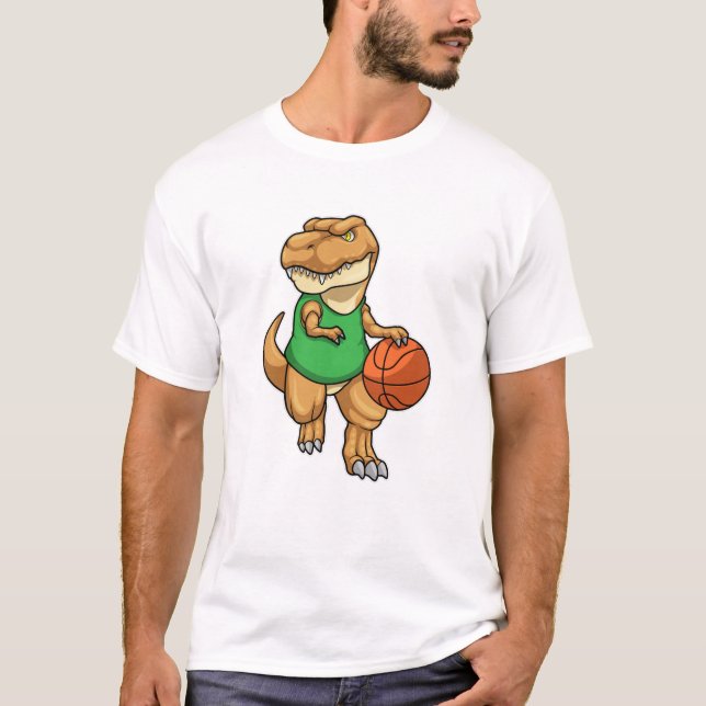 Camiseta Dinossauro no Esporte com Basquete (Frente)