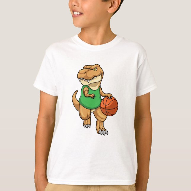Camiseta Dinossauro no Esporte com Basquete (Frente)