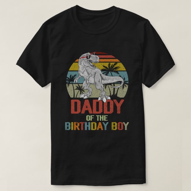 Camiseta Dinossauro pai da Família Pai Birthday Boy (Frente do Design)