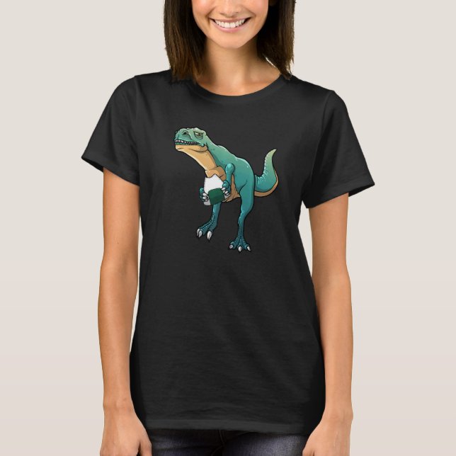 Camiseta Dinossauro Para Homens Mulheres Sushi Arroz Snacks (Frente)