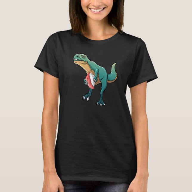 Camiseta Dinossauro Para Homens Mulheres Sushi Arroz Snacks (Frente)