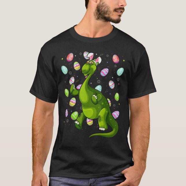 Camiseta Dinossauro Páscoa Ovo Funny Brontosaurus Páscoa Su (Frente)
