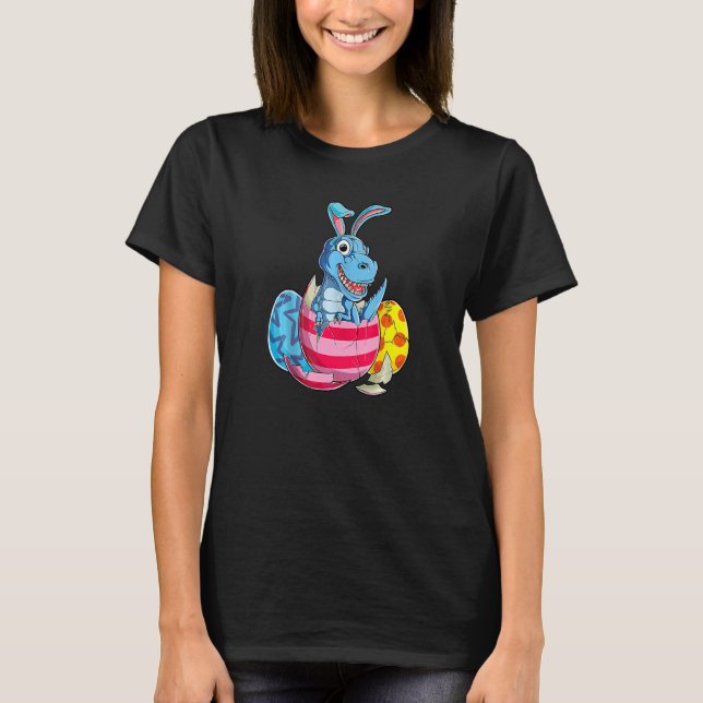 Camiseta Dinossauro Páscoa T Rex Ovos Meninas Engraçadas Co (Frente)