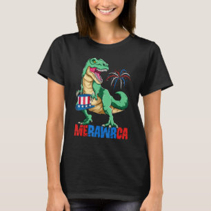 Camiseta Dinossauro Rapaz Rex Bandeira Americana Patriótica