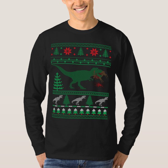 Camiseta Dinossauro Reindeer Tree Rex Doce De Natal Feio (Frente)