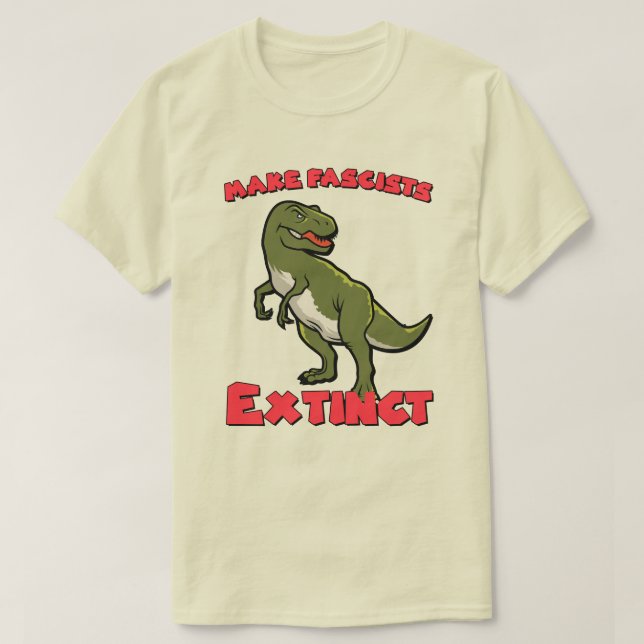 Camiseta Dinossauro Retro Bonito - Façam Fascistas Extintos (Frente do Design)