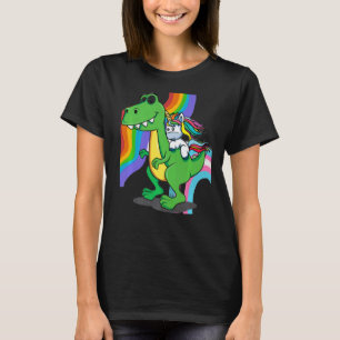 Camiseta Dinossauro Rex Corante do Unicórnio Colorido Bonit