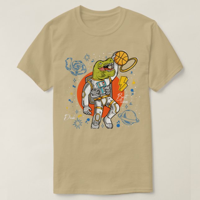 Camiseta dinossauro rex jogando basquete (Frente do Design)