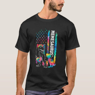 Camiseta Dinossauro Rex Meme Saurus Tie Dye USA Bandeira Co