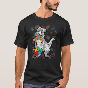 Camiseta Dinossauro Rex Peças do Quebra-Cabeça do Coração C