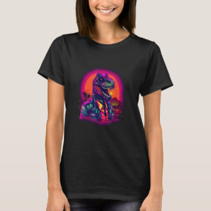 Camiseta Dinossauro Rex Synthwave Vaporwave Retro 80s Chill
