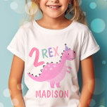 Camiseta Dinossauro Rosa, Dois segundos aniversários Rex<br><div class="desc">Dinossauro rosa Dois Camisas T de Partido de segundo aniversário Rex Todos os designs são © PIXEL PERFECTION PARTY LTD</div>