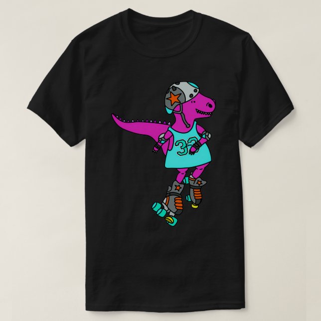 Camiseta Dinossauro rosa-rosado-rolador-derby (Frente do Design)
