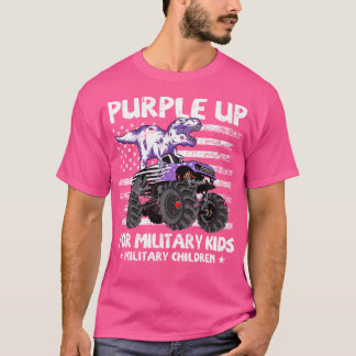 Camiseta Dinossauro Roxo Para Crianças Militares Mês Milita