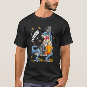 Camiseta Dinossauro Rugido Dia de Ação de Graças Meninos Pe