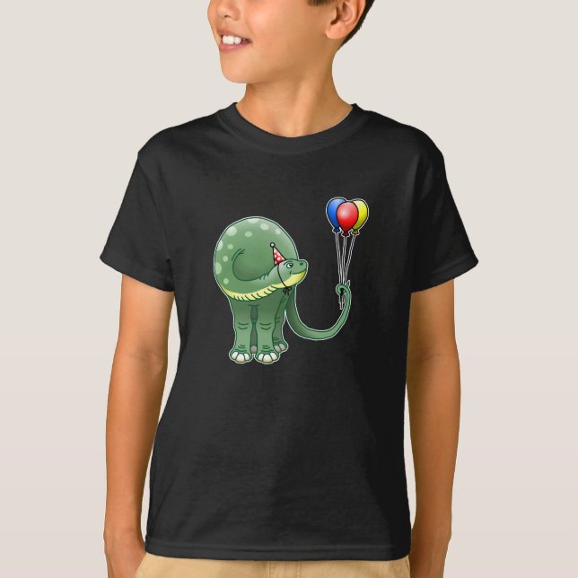 Camiseta Dinossauro segurando Balões (Frente)