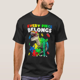 Camiseta Dinossauro Segurando Puzzle Conscientização do Aut