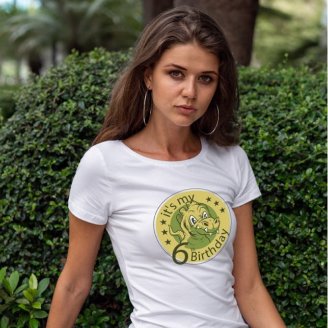 Camiseta Dinossauro Sexto Aniversário (Criador carregado)