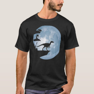 Camiseta Dinossauro Silhueta de Lua Cheia Raptor em